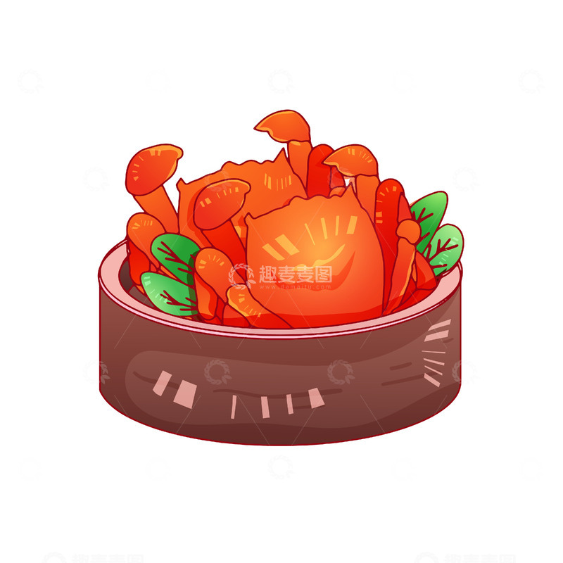 源文件下载【趣麦麦图】矢量手绘秋天大闸蟹螃蟹元素