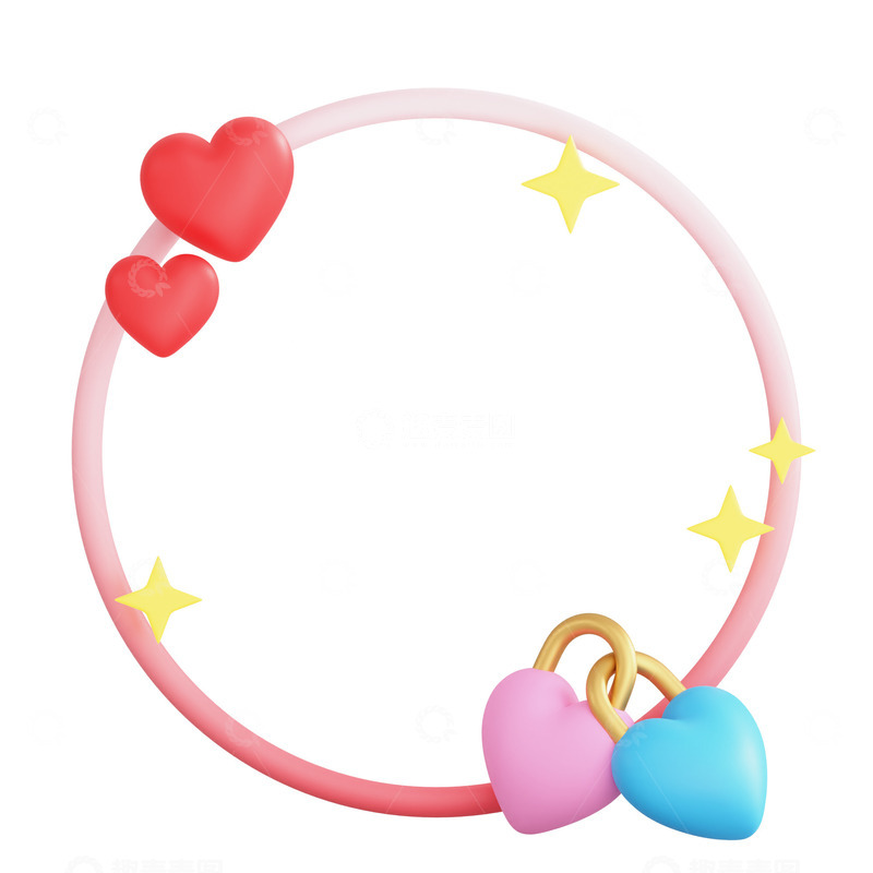 源文件下载【趣麦麦图】3D立体七夕情侣边框设计图