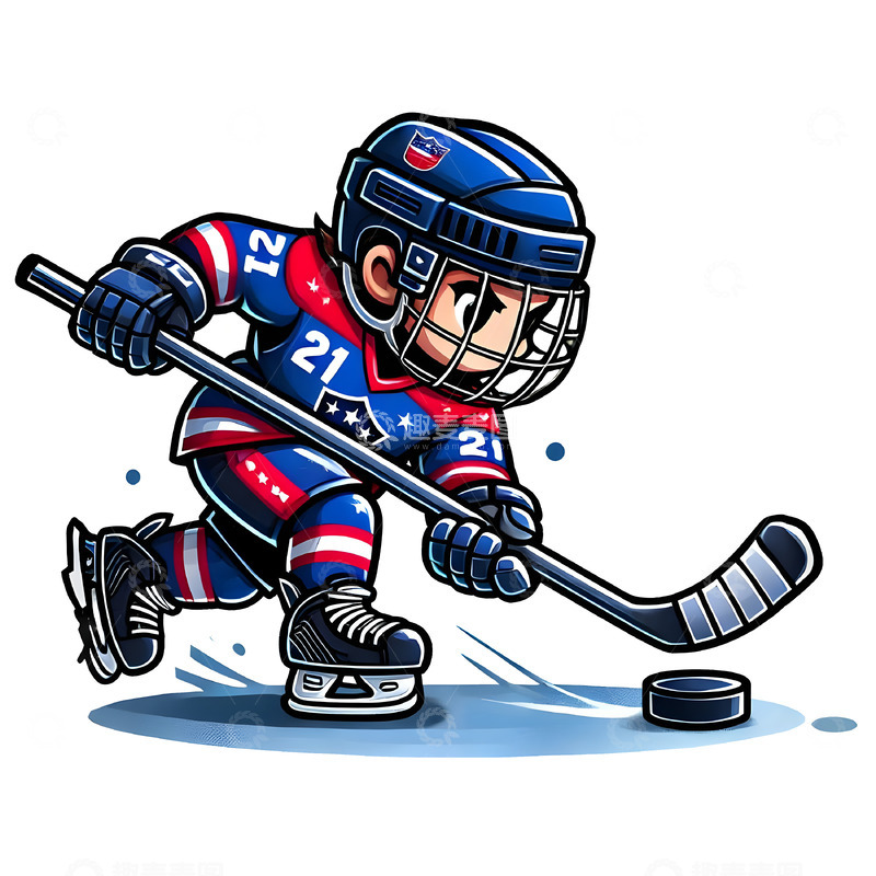 高清大图下载【趣麦麦图】卡通曲棍球运动员人物素材