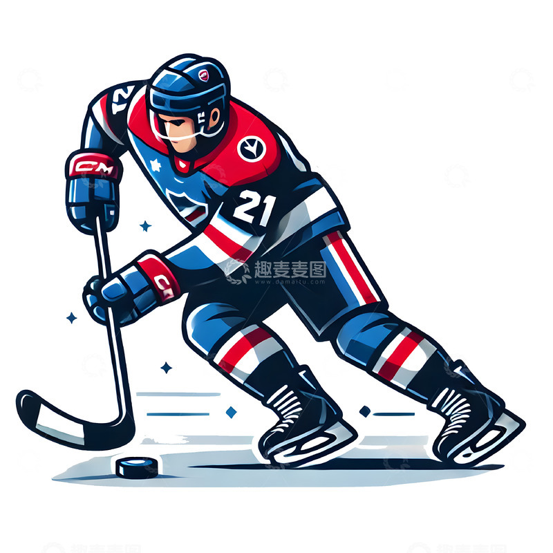 高清大图下载【趣麦麦图】奥运曲棍球运动员卡通人物素材