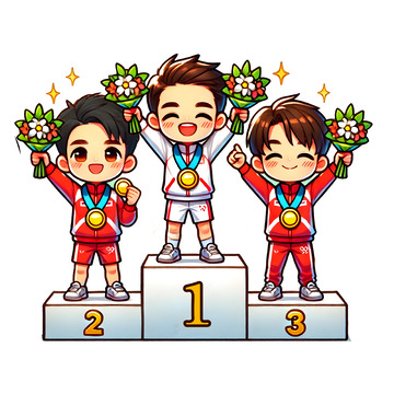 奥运运动员领奖卡通人物素材