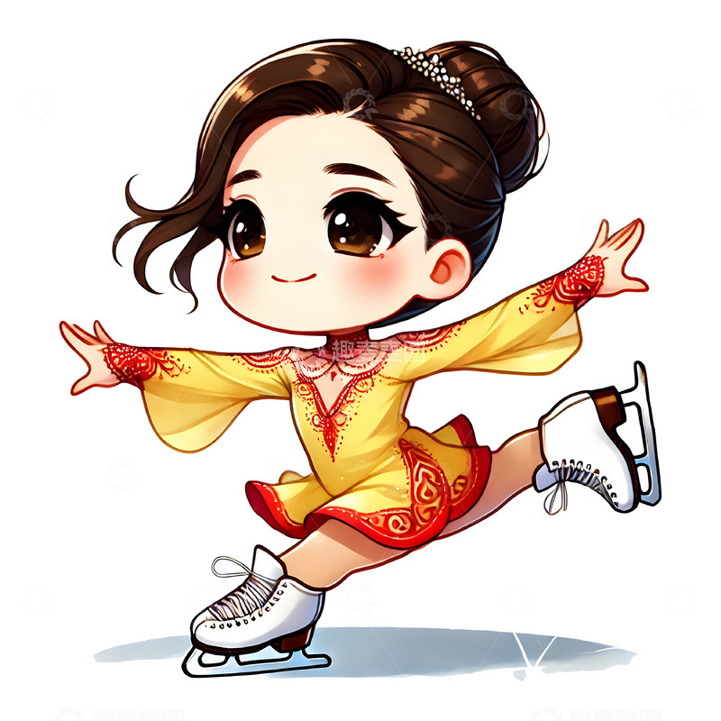 高清大图下载【趣麦麦图】花样滑冰卡通人物素材