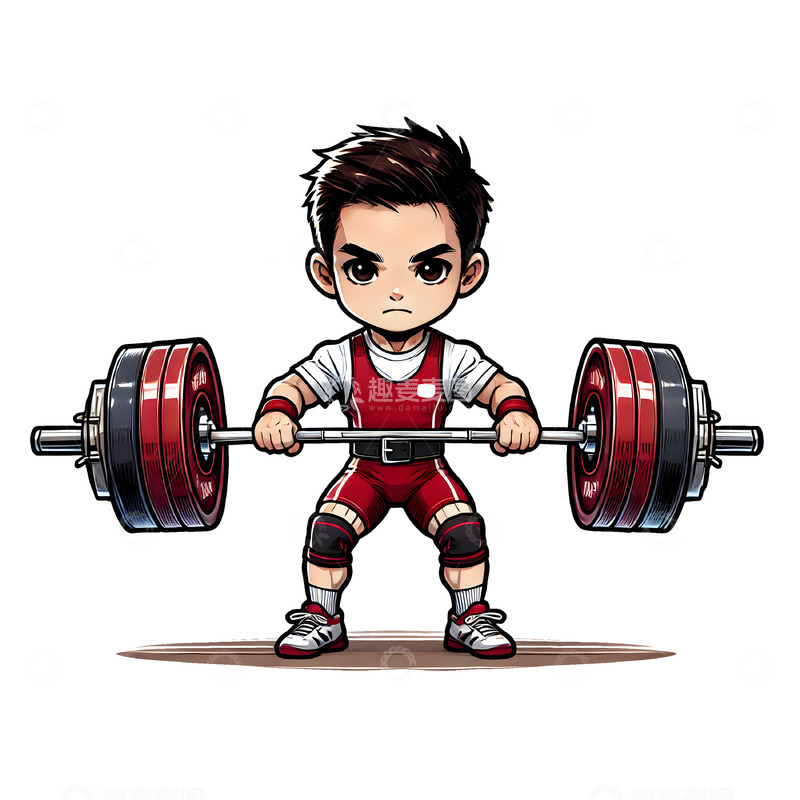 高清大图下载【趣麦麦图】举重奥运运动员卡通人物素材