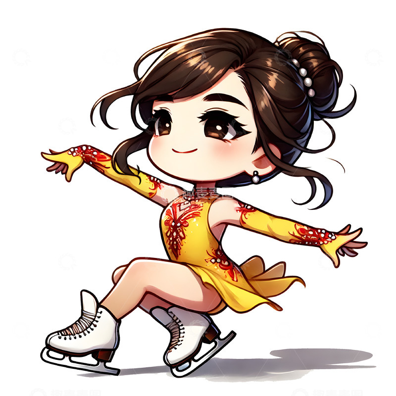 高清大图下载【趣麦麦图】冰上运动卡通人物素材
