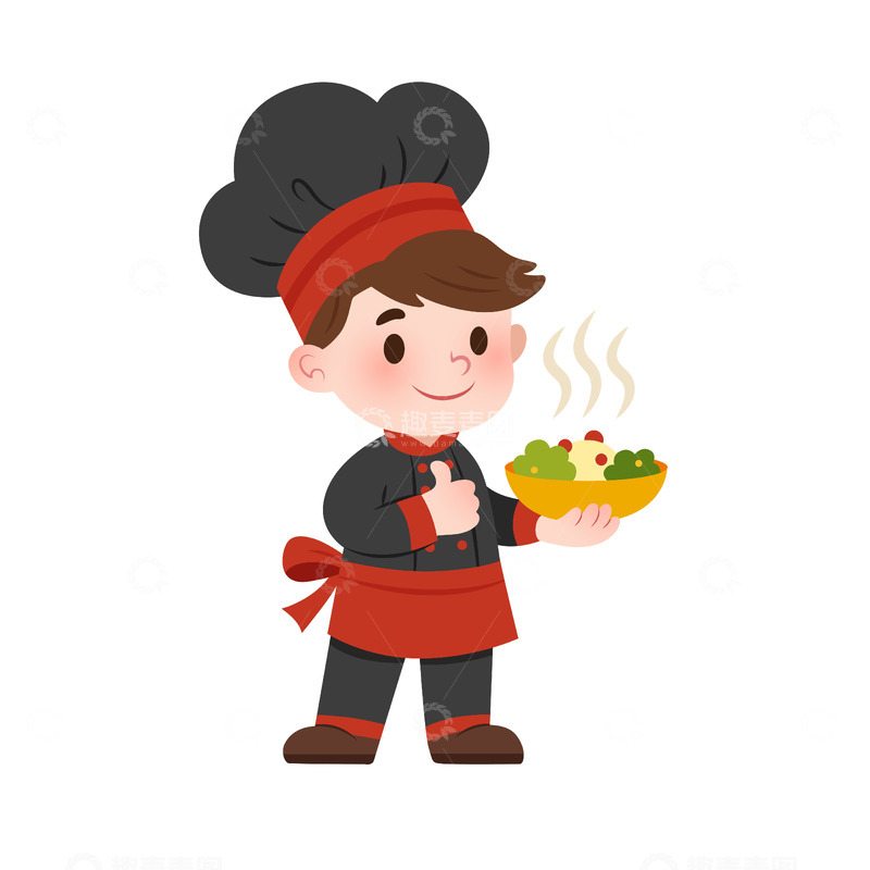 源文件下载【趣麦麦图】扁平风做饭炒菜的厨师餐厅职业人物