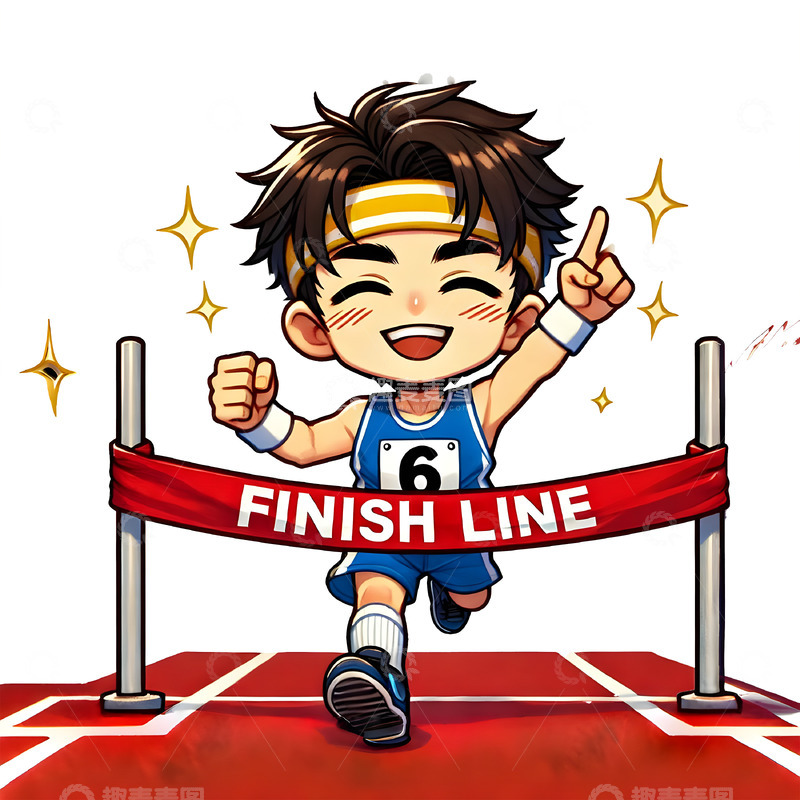 高清大图下载【趣麦麦图】-短跑长跑运动员卡通人物素材