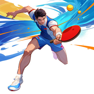 奥运乒乓球运动员卡通人物素材