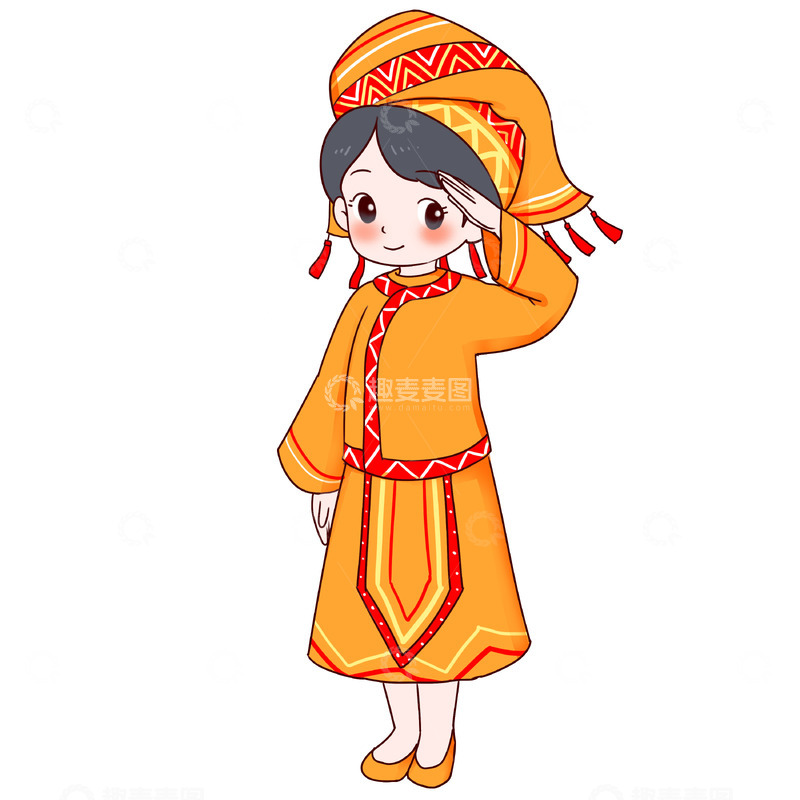 源文件下载【趣麦麦图】国庆节民族服装敬礼人物