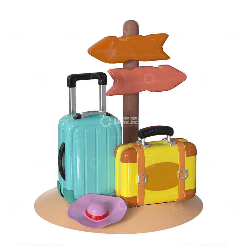 源文件下载【趣麦麦图】3d立体大学生暑假旅行电商活动