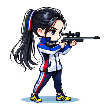 奥运会射击运动员卡通人物素材