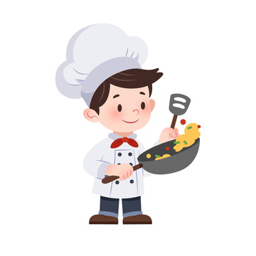 扁平风做饭炒菜的厨师餐厅人物素材