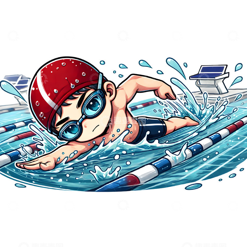 高清大图下载【趣麦麦图】游泳运动员卡通人物素材