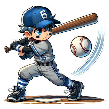 打棒球的卡通运动员人物素材