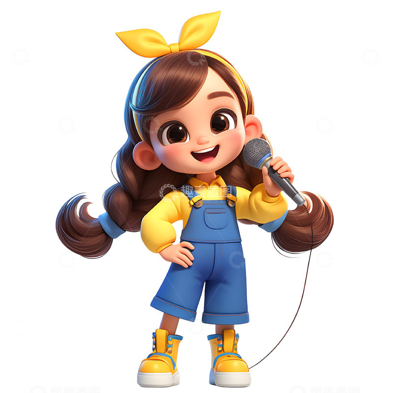 高清大图下载【趣麦麦图】3D小女孩唱歌