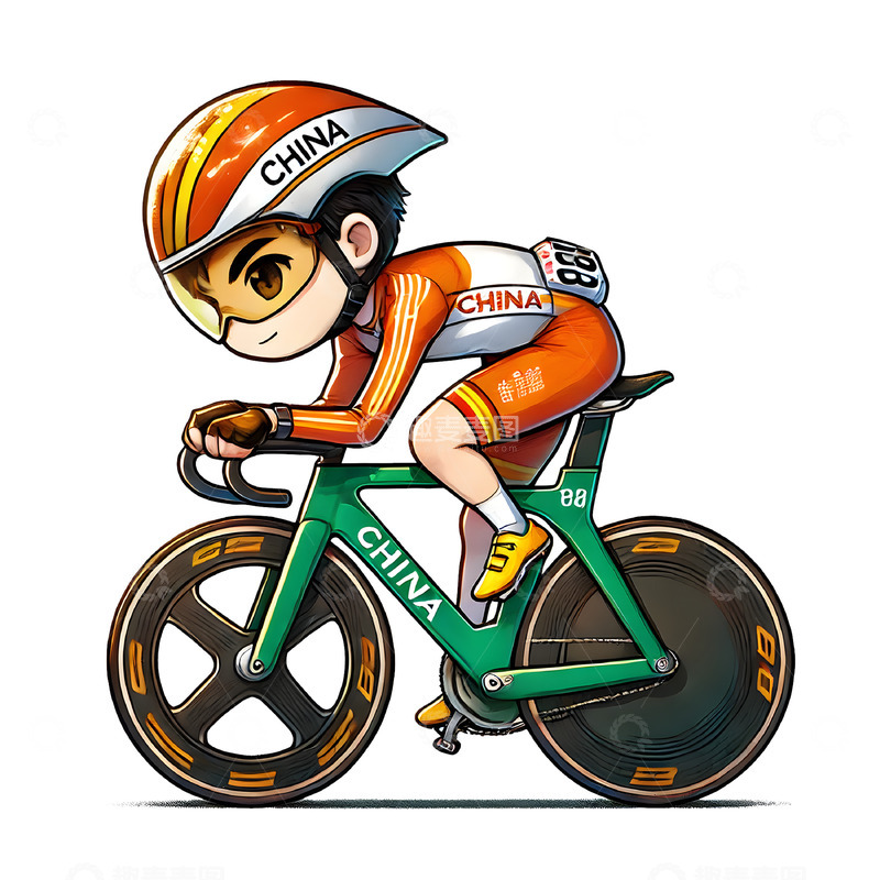 高清大图下载【趣麦麦图】自行车运动员卡通人物素材