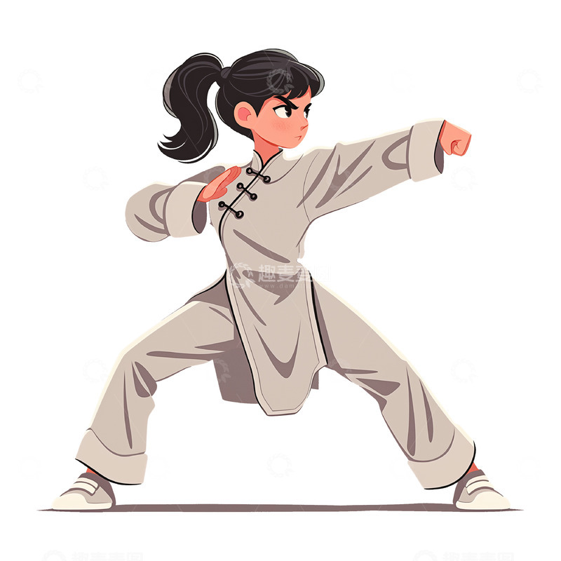 高清大图下载【趣麦麦图】太极武术运动员卡通人物素材