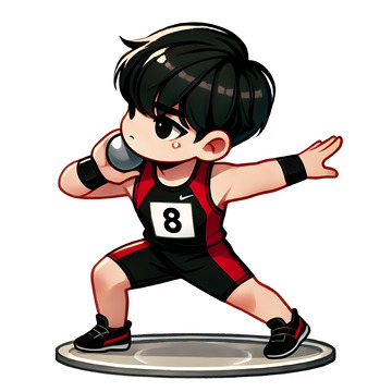 铅球运动员卡通人物素材