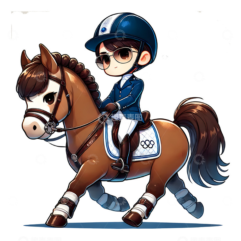 高清大图下载【趣麦麦图】马术运动卡通人物素材