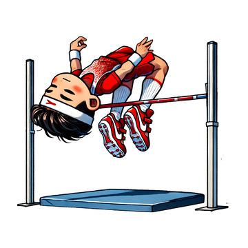跳杆比赛卡通人物素材