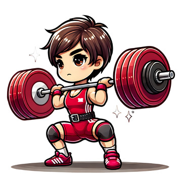 举重比赛运动员卡通人物素材