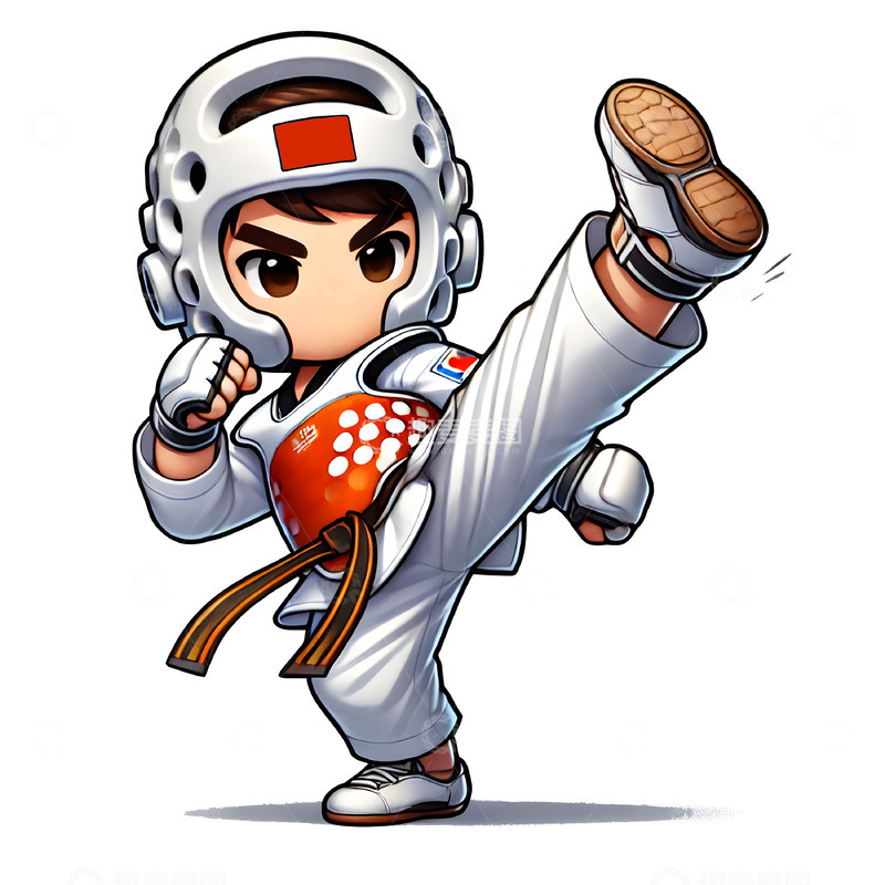 高清大图下载【趣麦麦图】-跆拳道运动员卡通人物素材