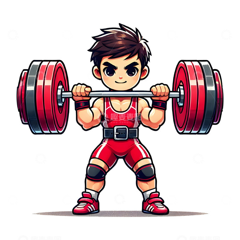 高清大图下载【趣麦麦图】-举重运动卡通人物素材