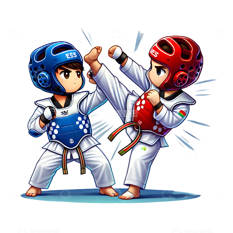 高清大图下载【趣麦麦图】格斗对抗比赛卡通人物素材