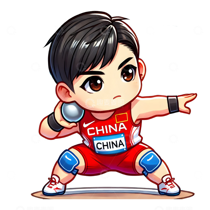 高清大图下载【趣麦麦图】男铅球比赛卡通人物素材