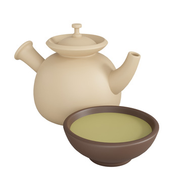 3D立体喝茶凉茶PNG素材