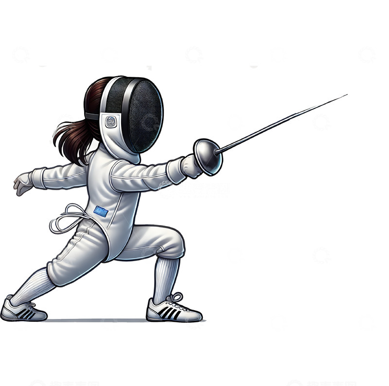 高清大图下载【趣麦麦图】-击剑运动卡通人物素材