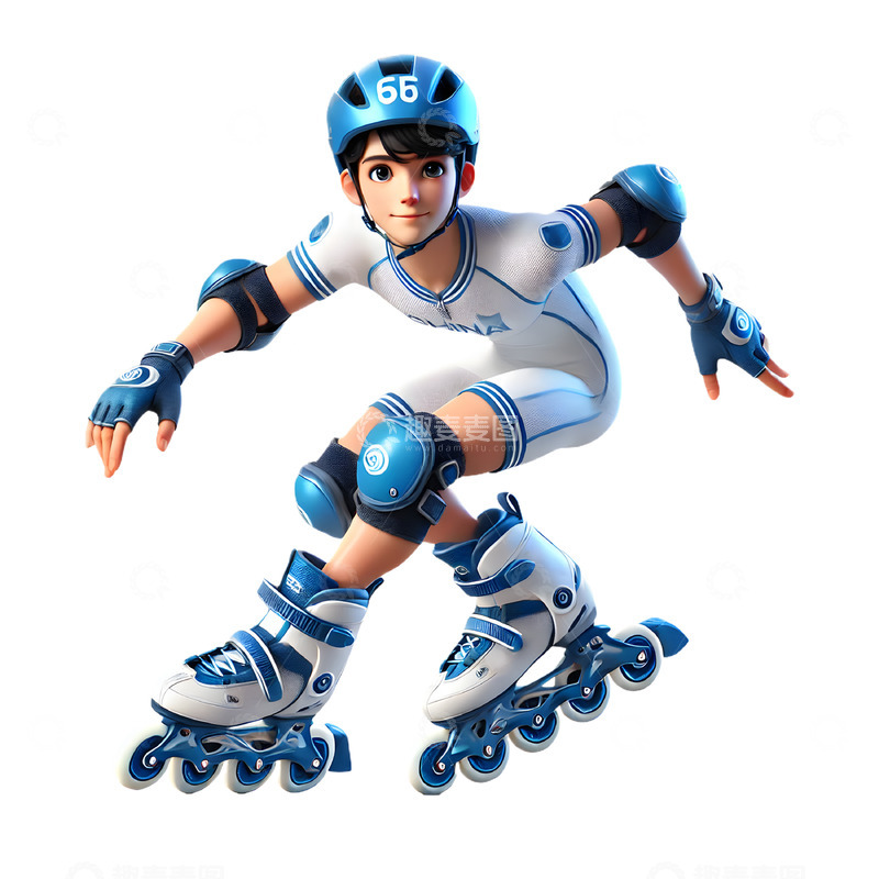 高清大图下载【趣麦麦图】轮滑运动员3D人物素材