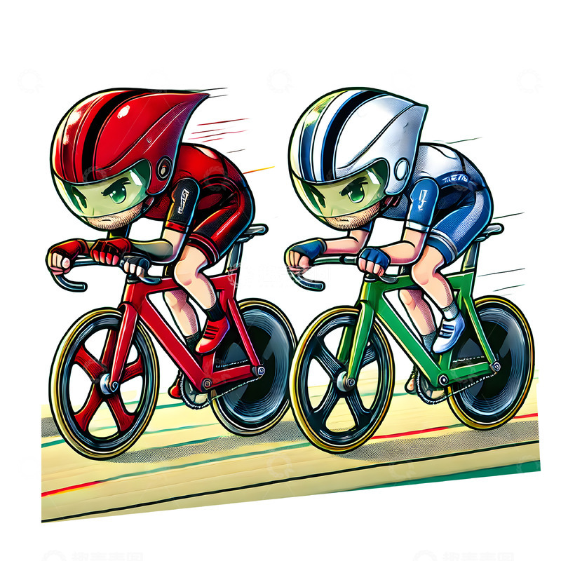 高清大图下载【趣麦麦图】自行车比赛卡通运动员素材