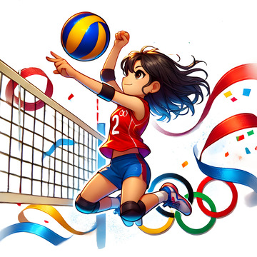奥运会排球比赛卡通人物素材