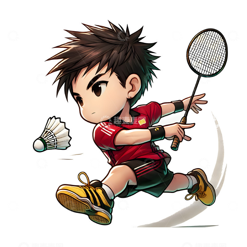 高清大图下载【趣麦麦图】羽毛球比赛卡通人物素材