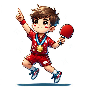 乒乓球比赛获奖卡通人物素材