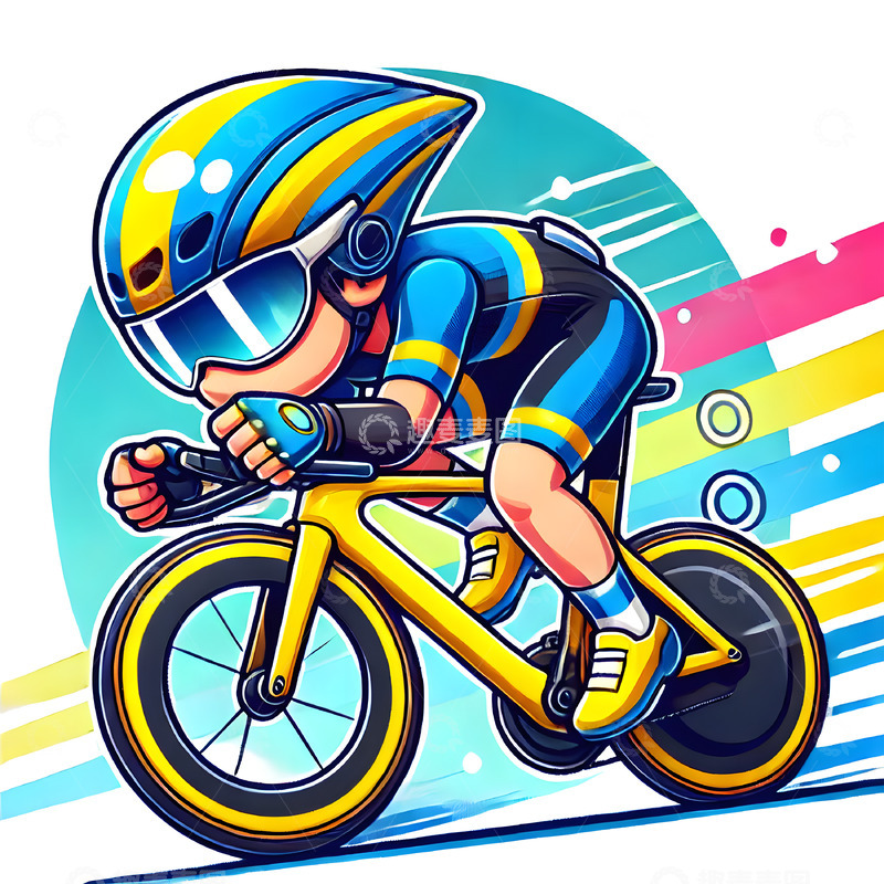 高清大图下载【趣麦麦图】奥运自行车比赛卡通运动员素材