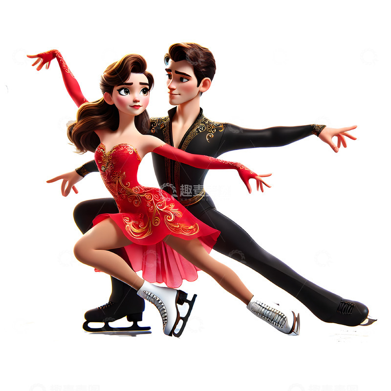 高清大图下载【趣麦麦图】奥运双人花样滑冰3D人物素材