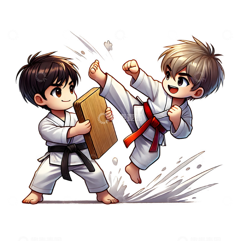 高清大图下载【趣麦麦图】奥运跆拳道运动员卡通人物素材