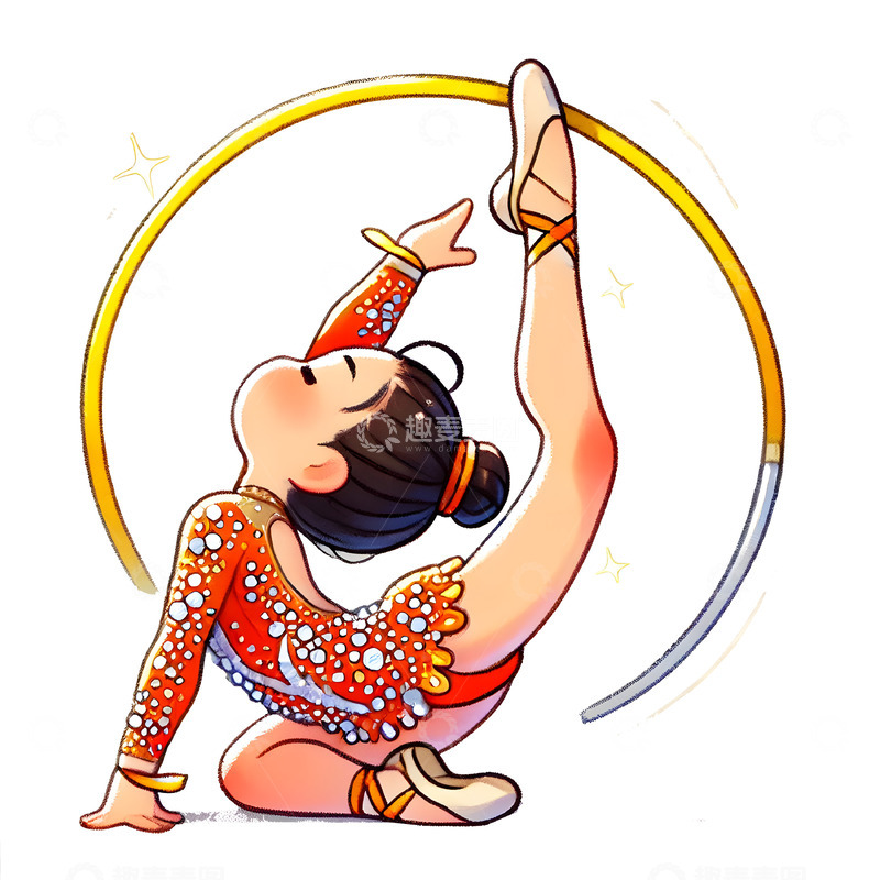 高清大图下载【趣麦麦图】自由体操比赛卡通人物素材