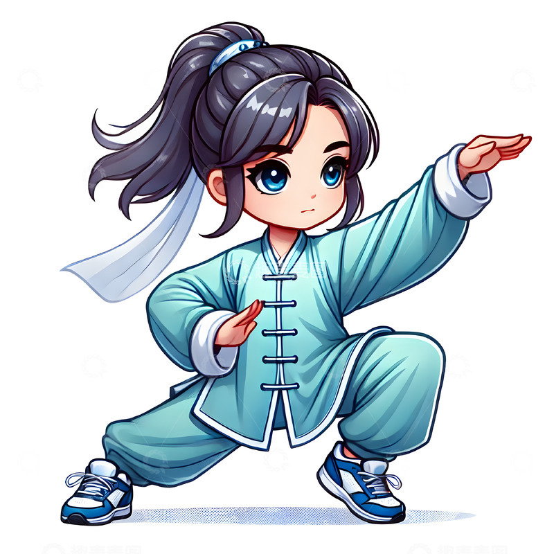 高清大图下载【趣麦麦图】武术比赛运动员卡通人物素材