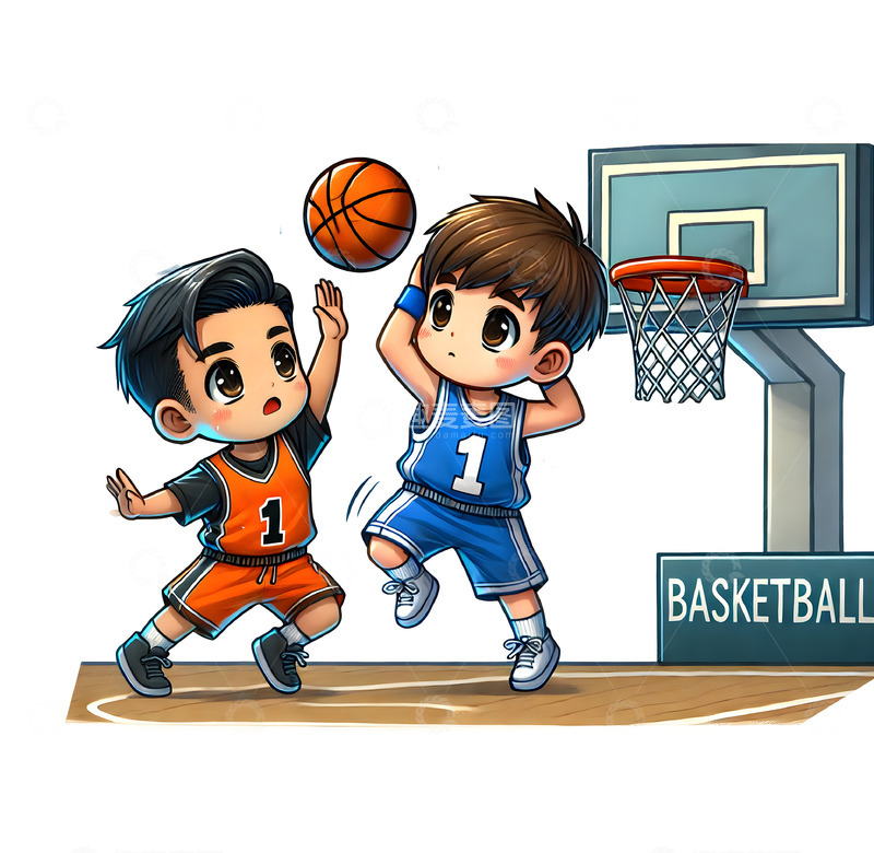 高清大图下载【趣麦麦图】篮球比赛奥运运动员卡通人物素材