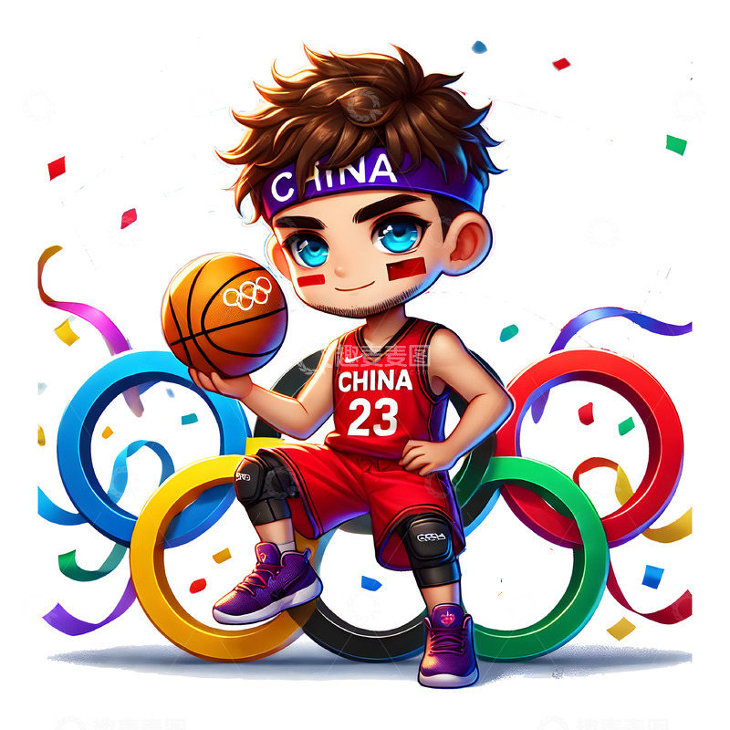 高清大图下载【趣麦麦图】篮球比赛奥运会卡通人物素材