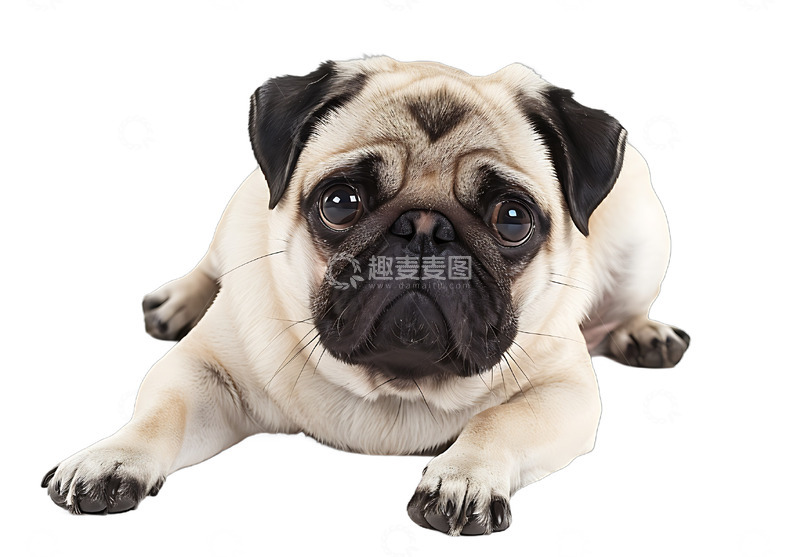高清大图下载【趣麦麦图】趴着的巴哥犬宠物小狗狗狗犬