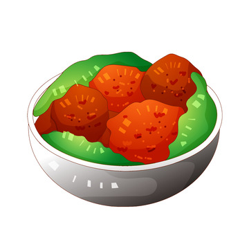 矢量手绘红烧狮子头菜谱元素