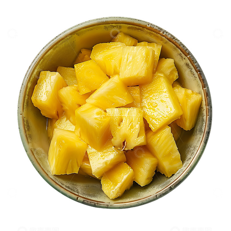 高清大图下载【趣麦麦图】一碗菠萝块菠萝肉果肉水果美食
