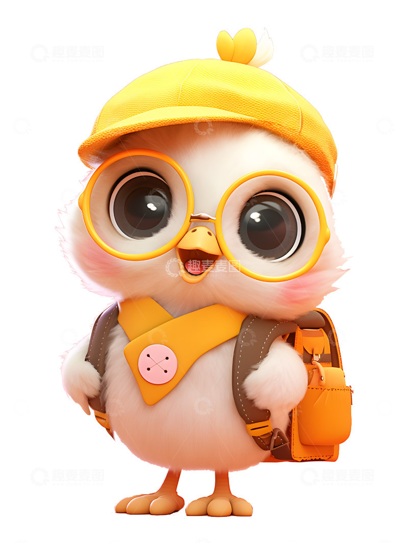 高清大图下载【趣麦麦图】带黄帽的小鸭子