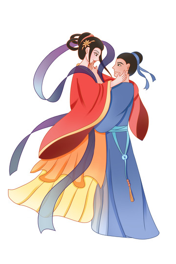 古风手绘牛郎织女