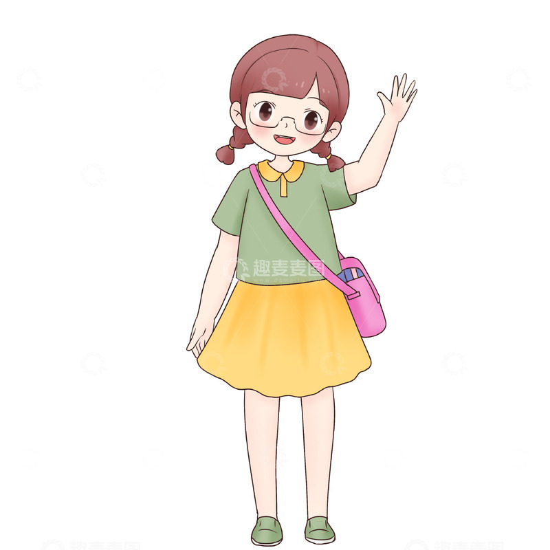 源文件下载【趣麦麦图】开学季背书包报道的新生