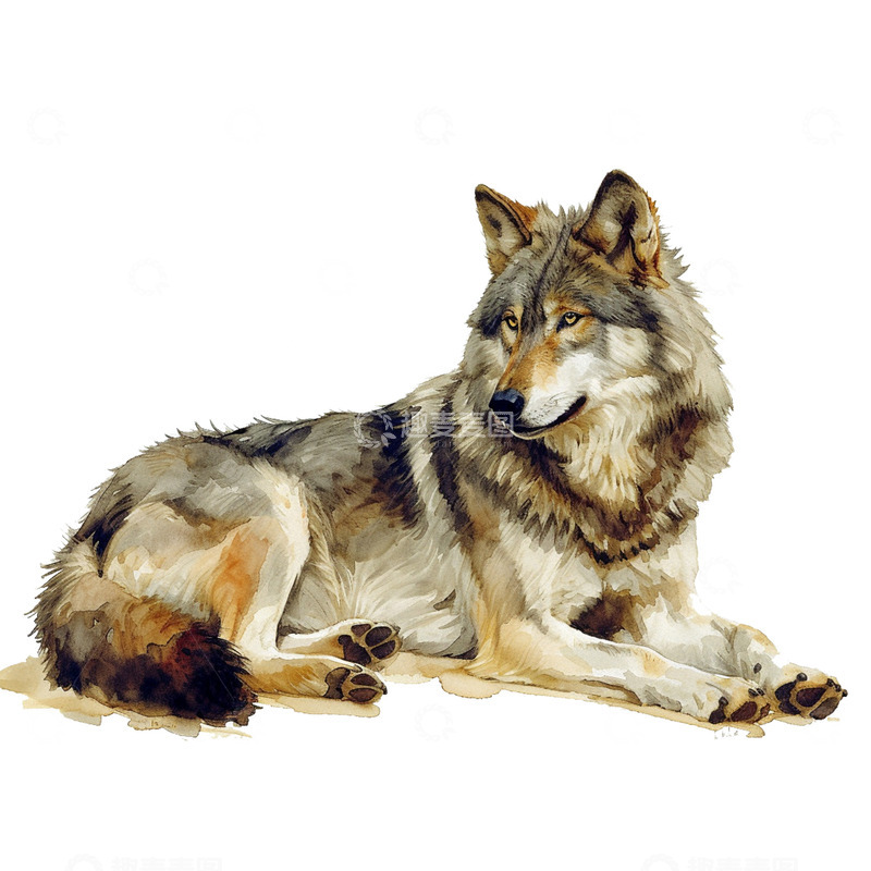高清大图下载【趣麦麦图】一只趴在地上的狼