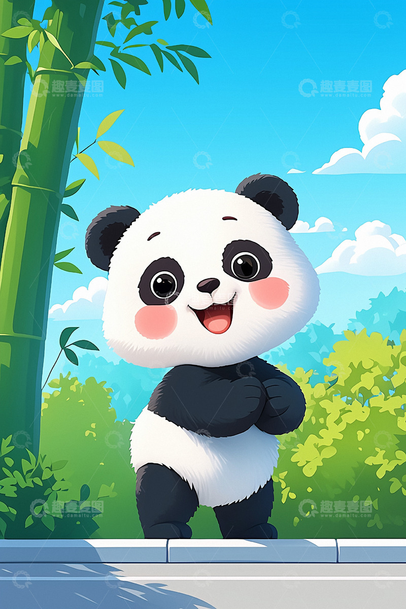 高清大图下载【趣麦麦图】可爱卡通熊猫
